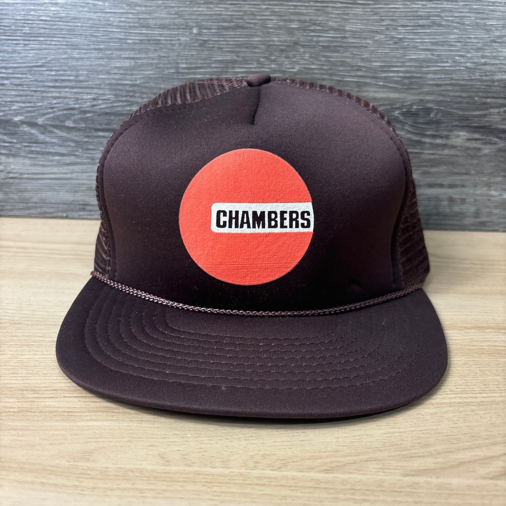 Vintage Chambers Hat Cap Snapback Brown Foam Trucker Outdoors